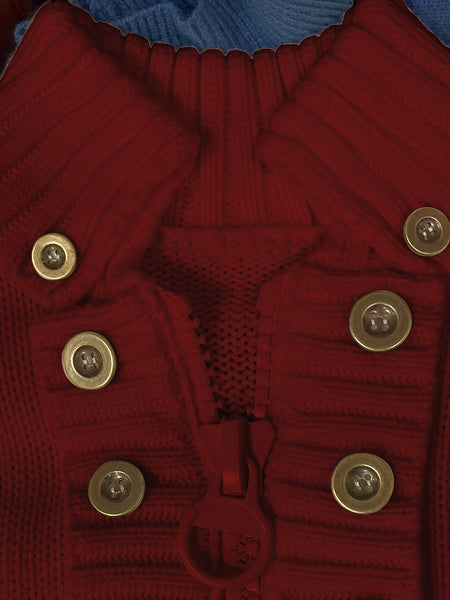 Christmas Women's Elegant Cardigan - Front Zipper & Multi Buttons, Stand-Up Collar Sweater, Structured Fit for Office, Party, Everyday - All-Season Chic Outerwear, Office Wear, Textured Knitwear, Ribbed Texture, Stylish Coverup, Working Professionals
