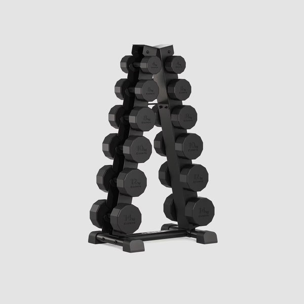 Centr 108Kg Rubber Dumbbell Set with Rack