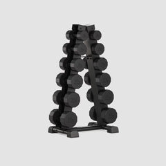 Centr 108Kg Rubber Dumbbell Set with Rack