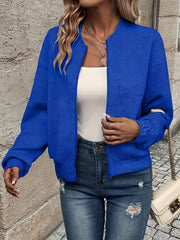 Solid Color Casual Zip-Up Cardigan Jacket