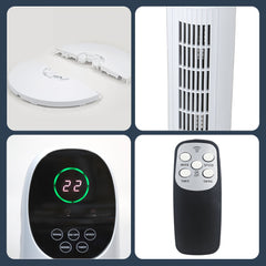 86.36cm Tower Fan, Electric Standing Floor Fan for Cooling with Remote Control, 7.5 Hour Timer LED Display, 65-75 Oscillation, 3 Modes, 3 Speeds, for Home, Office, Living Room, Bedroom, White