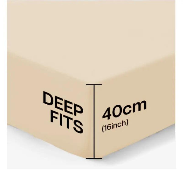 40 CM Extra Deep Fitted Sheets Single Double King Super King Size Bedsheets