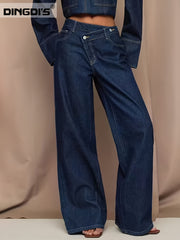 [2026SS] Women's New Stretchy Wide Leg Jeans, Loose Straight Blue Jeans, Washed Denim Trousers with Pockets, High Waisted Tummy Control Comfort Pantalones, Street Style Ladies' Outfit, Female Baggy Casual Pants for Work, Travel and Office.