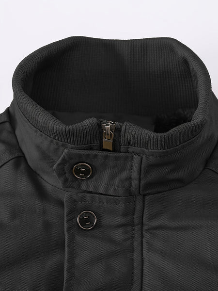 Men's autumn and winter outerwear jacket with warm and thick velvet, windproof and warm, casual multi pocket jacket for winter