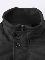 Men's autumn and winter outerwear jacket with warm and thick velvet, windproof and warm, casual multi pocket jacket for winter