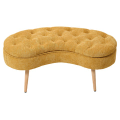 1pc Creative Curved Design Storage Stool, Sofa Stool for Home Living Room, Shoe Changing Stool At Entrance of The Entrance, Bedside Stool Storage Stool for Bedroom, Yellow, 103*39*45cm