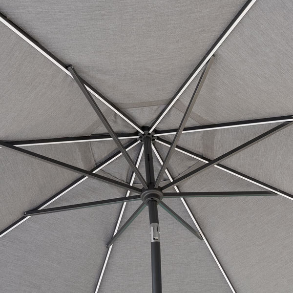 Sunvilla 10Ft (3M) Solar LED round Market Umbrella in Grey