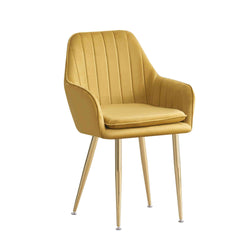 MOF Velvet Dining Chairs Kitchen Chairs Living Room Chairs with Sturdy Metal Legs Reception Chairs with Backrest and Padded Seat