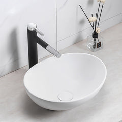 Ceramic Counter Top Sink Hand Washing Basin Modern Bathroom Cloakroom Sink Bowl with Waste Pipe Kits 410*340*140mm