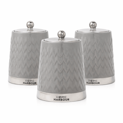 3Pcs Modern Ceramic Kitchen Canisters Set with Airtight Lids | Tea Coffee Sugar Storage Jars | Gloss Finish Countertop Containers for Home Organisation