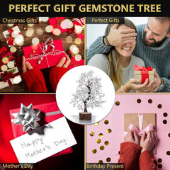 Clear Quartz Crystal Tree – Natural Healing Crystal Decor for Home Office Desk, Spiritual Feng Shui Ornament, Positive Energy Crystal Gift for Women Men, Meditation Reiki Decor, Living Room Ornament, Gift Box Included with Mini Crystal Guide