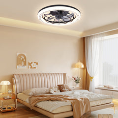 Modern 3-Color Temperature LED Ceiling Fan with Remote Control - Quiet Invisible Fan & Light, Semi-Flush Mount for Living Room, Bedroom, Dining Room - Energy Efficient Home Lighting, Bedroom Air Circulation, Sleek Light Fixture, Durable Plastic