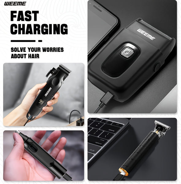 WEEME 4pcs 3pcs 2pcs 1pc Black Golden Hair Clippers For Men Professional, Beard Trimmer Kit, Cordless Clippers And Trimmers Set, Electric Razor Shavers And Nose Trimmer, Mens Grooming Kit For Barber, Valentines Day Christmas Gifts For Him