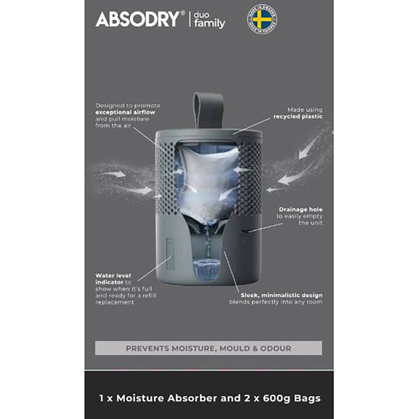Absodry Moisture Absorber with 2 Refills
