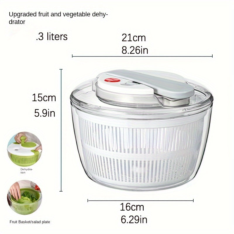 3L Salad and Vegetable Spinner Fast  Strainer Lettuce Washer and Dryer Kitchen Tool for Washing and Drying Vegetables and Fruits