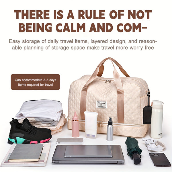 Multifunctional Large Capacity Handbag - Include An Attached Label Card, With Dry/Wet Separation Pockets - Suitable For Travel And Daily Use, Multifunctional Duffel Bag | Stylish Design | Large Handle Bag, Travel Bag, Gym Bag, Travel Bags For Women