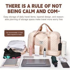 Multifunctional Large Capacity Handbag - Include An Attached Label Card, With Dry/Wet Separation Pockets - Suitable For Travel And Daily Use, Multifunctional Duffel Bag | Stylish Design | Large Handle Bag, Travel Bag, Gym Bag, Travel Bags For Women