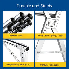 A Stainless Steel Foldable Clothes Drying Rack with Retractable Adjustable Double Bars And A Multi-Functional Drying Rack Suitable for Indoor And Outdoor Use. for Clothes, Quilts, And Bedding, It Provides Space-Saving Storage, Decoration