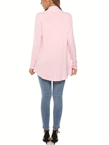 Women Simple Style Cardigan, Solid Color Long Sleeve Knitwear with Pockets, S/ M/ L/ XL/ XXL