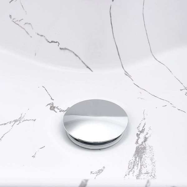 Rectangle Vessel Sink with Faucet Hole, Marble Effect Ceramic Countertop Bathroom Washbasin, Cloakroom Vanity Surface Mounted Ceramic Sink Vessel Washbasin with Pop Up Waste Drainer, Large Basin Sink for Lavatory, Bathroom, Vanity Unit, White Gloss, 480x3