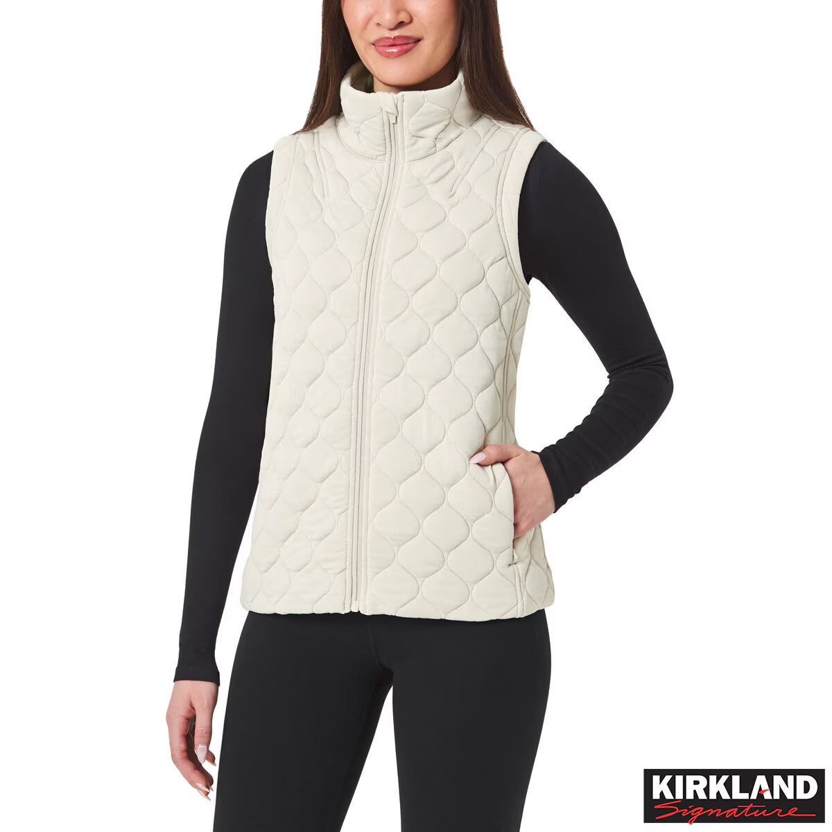 Kirkland Signature Women'S Quilted Vest in Cream
