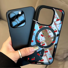 Phone Case - Red Cherry Bow Phone Cover, Compatible with Wireless Charging, Drop-Resistant Skin-Feel Magnetic Case, Works with for Iphone 16 Pro Max/15/14 Plus/13/12/11 And for Samsung for Galaxy A56/A55/A54/A36/A35/A26/A25/A16/A15/A06/S25 Ultra/S24