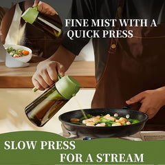 2 Kitchen Glass Olive Oil Bottles with 6 Stickers, Oil Dispenser and Cooking Spray Device, 16oz Premium Dark Green Glass Oil Bottle, Perfect Cooking Tool for Grilling, Camping, and Salads, Nozzle Design for Easy Cleaning, Suitable for Cooking