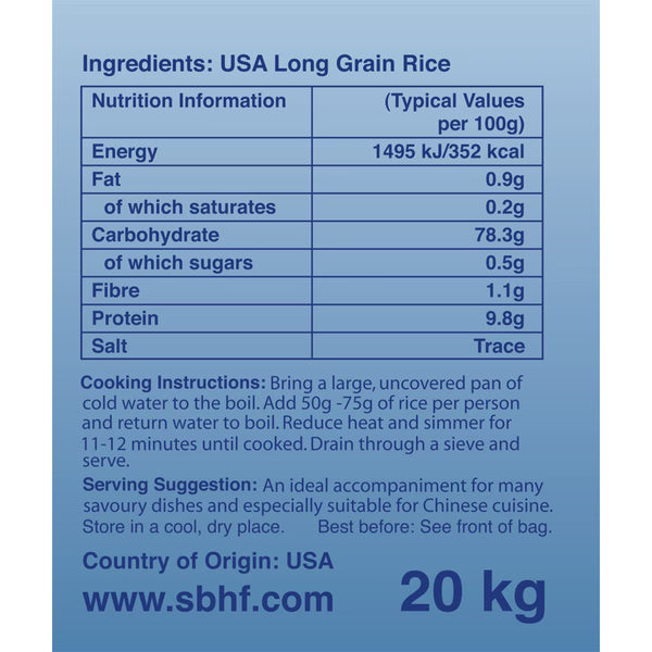 Chinatown USA Long Grain Rice, 20Kg