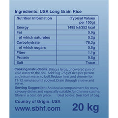 Chinatown USA Long Grain Rice, 20Kg