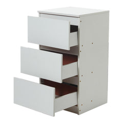 Wooden Slim Bedside Table Narrow Nightstand Side Table with 3 Drawers Storage, Tall Telephone Bedside Cabinets Sofa Side End Tables for Bedroom Small Spaces Living Room, Accent Furniture, White Coffee Tea Table, 32x30x59cm