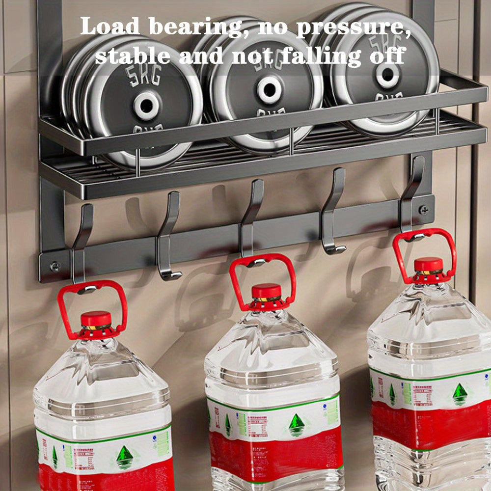 5 Hooks Behind The Door Storage Rack Door Hook Hanger Clothes Coat Hanger Towel Wall Hanger Storage Rack Gun Gray 43*28CM