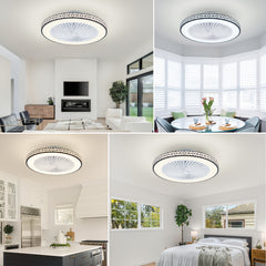 48cm Modern Ceiling Fan, Symmetrical Enclosed Fan Light Design, 6 Speeds Adjustable 3 Color Dimmable Reversible LED Ceiling Fan, 1/2/4h Timer, Remembers Your Lighting Settings, for Bedrooms, Living Rooms, And Kitchens, Available In Black Or White