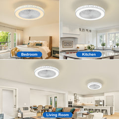 Silent Ceiling Fan with Light And Remote Control 6 Speeds And Wind Reversible Dimmable LED Ceiling Fan Light with Remote Control for Living Room Bedroom Dining Room
