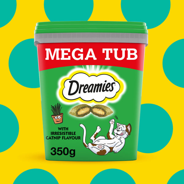 4 x 350g Dreamies Catnip Cat Treats Mega Tubs Cat Biscuits (1.4kg)