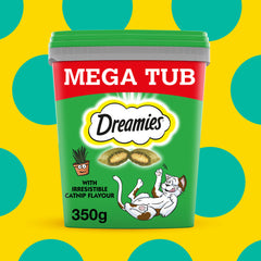 4 x 350g Dreamies Catnip Cat Treats Mega Tubs Cat Biscuits (1.4kg)