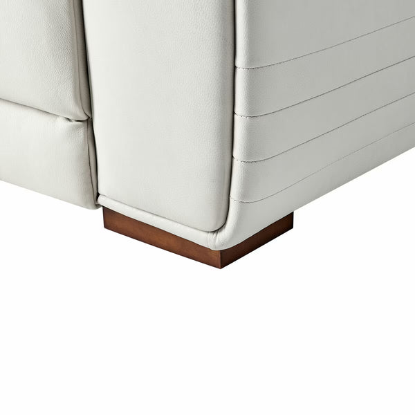 Aiden & Ivy Karson Cream Leather Power Reclining Sectional Sofa