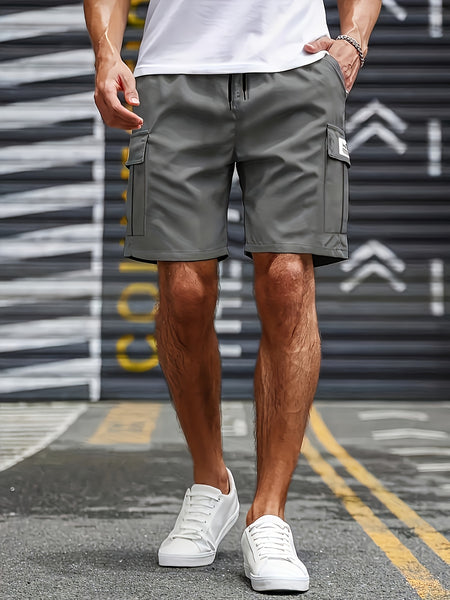 3pcs Men's Casual Cargo Shorts - Mid-Rise Elastic Waist, Multiple Utility Pockets, Loose Fit Durable Fabric for Golf & Outdoor Activities (Black, Beige, Light Gray, Dark Gray), Active Clothing | Relaxed Style | Flexible Comfort