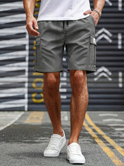 3pcs Men's Casual Cargo Shorts - Mid-Rise Elastic Waist, Multiple Utility Pockets, Loose Fit Durable Fabric for Golf & Outdoor Activities (Black, Beige, Light Gray, Dark Gray), Active Clothing | Relaxed Style | Flexible Comfort