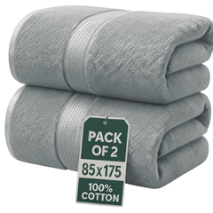 Set of 2 Jumbo Extra Large Bath Sheets – 85 x 175 cm Super Soft, Highly Absorbent, Quality Towels for Bathroom, Spa, Gym & Hotel Use