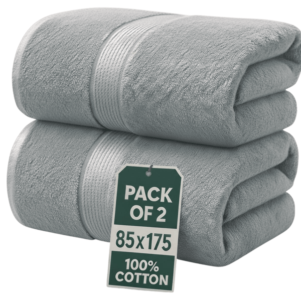 Set of 2 Jumbo Extra Large Bath Sheets – 85 x 175 cm Super Soft, Highly Absorbent, Quality Towels for Bathroom, Spa, Gym & Hotel Use
