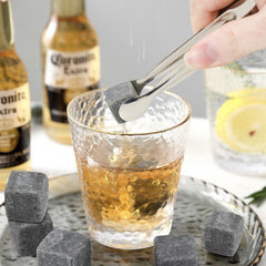Whiskey Stones Gift Set 9pcs Luxury Wooden Box Chilling Rocks Ice Cubes Serve