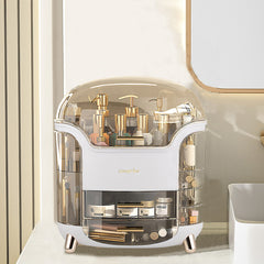 Jewelry Storage Box, Portable Makeup Storage Organiser with Clear Lid, Skincare Organiser Drawers Beauty Holder Cosmetic Organisers for Bathroom, Dressing Table Organisers, L28*W20*H34cm, White