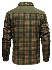 Men's American Size Autumn/Winter Fleece-Lined Warm Plaid Jacket