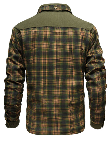 Men's American Size Autumn/Winter Fleece-Lined Warm Plaid Jacket