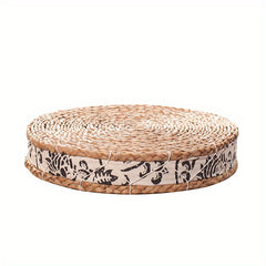 Japanese Style Rustic Handwoven Corn Husk Seat Cushion - Natural Thick Padded Tatami Floor Mat, 40cm/45cm Round Braided Meditation Pillow for Yoga, Floor Sitting