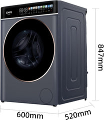 Chiq CW086581AXU Washing Machine, 8Kg, 1400Rpm, BLDC Inverter Motor, 12 Washing Cycles, Steam Care, LED Touchscreen, Grey