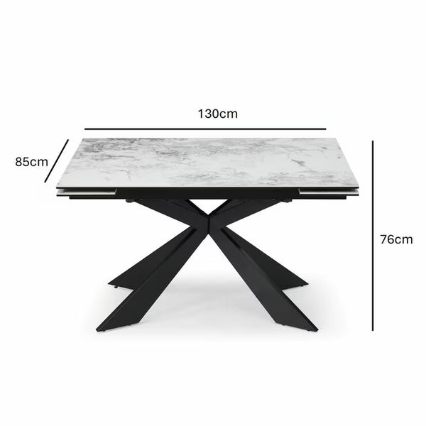 Indus Valley Kia Ceramic Extending Dining Table + 6 Grey Chairs, Seats 6-8