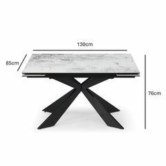Indus Valley Kia Ceramic Extending Dining Table + 6 Grey Chairs, Seats 6-8