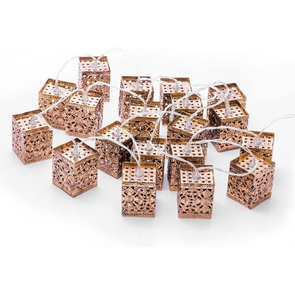 GloBrite 20 LED Outdoor Antique Lantern Chain Light with Moroccan Style Light - Hanging Metal Lanterns Landscape Lights for Porch Patio Yard Porch Decorations