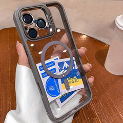 Phone Case: Luxury Transparent Magnetic Wireless Charging Metal Lens Bracket Case for iPhone 17 Promax/Pro/ Air, 16 Plus, 15, 14 Pro Max, 13, 12, 11 and Samsung Galaxy S22/23/24/25 Plus Ultra FE.A Perfect Gift. Shockproof Phone Armor, Sleek Phone